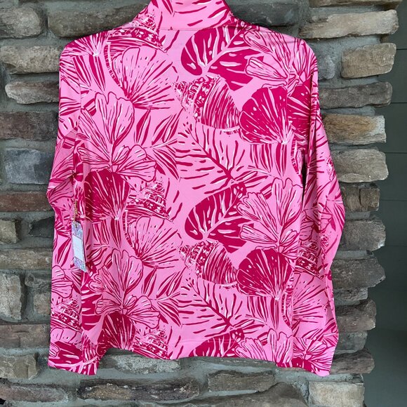 STELLA PARKER SPORT Women's Small L/S 1/4 Zip Golf Active Pink Floral Top NWT - Picture 3 of 4